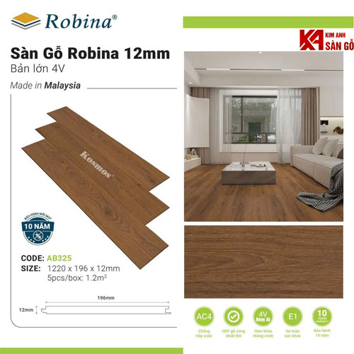Sàn Gỗ Công Nghiệp Robina 12mm AB325